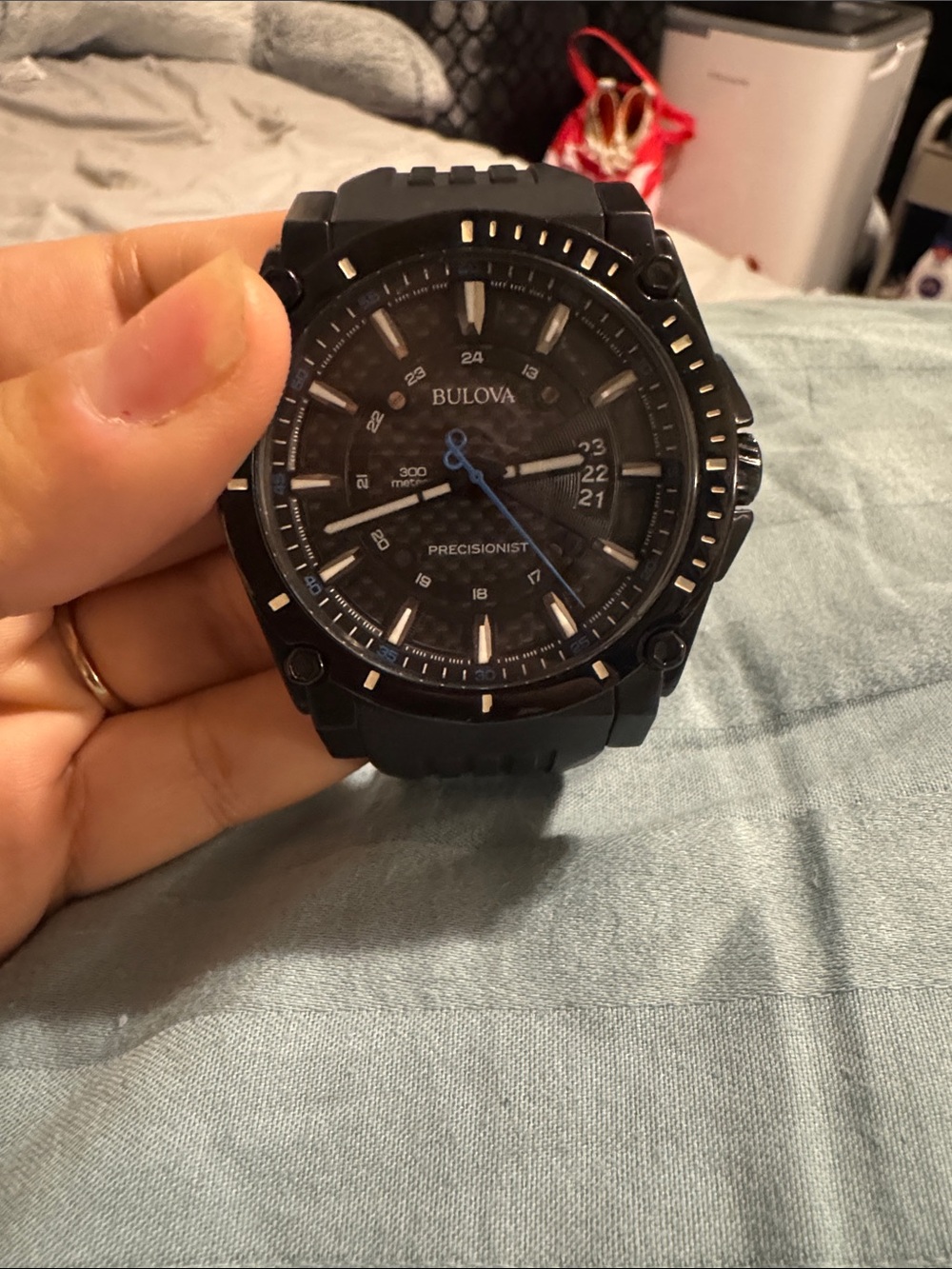 Bulova Black Watch with Blue Accents